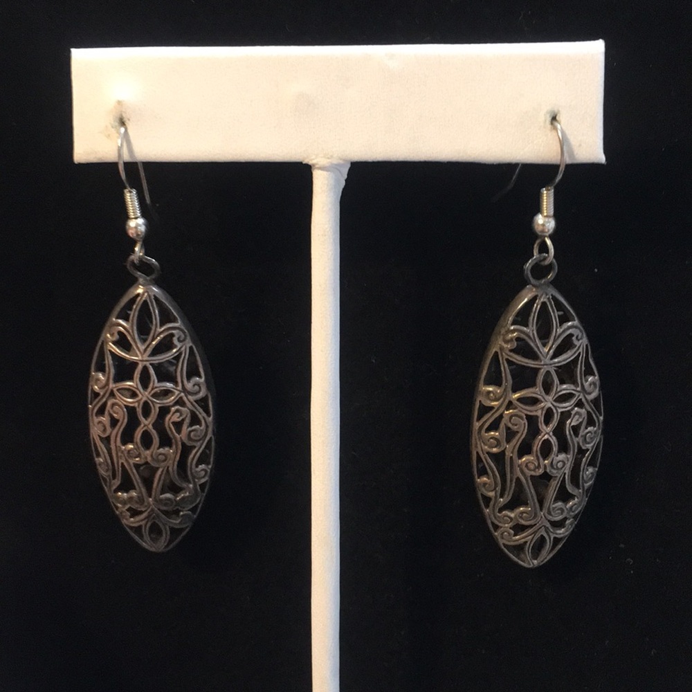 Vintage Filigree Style Metal Drop Earrings